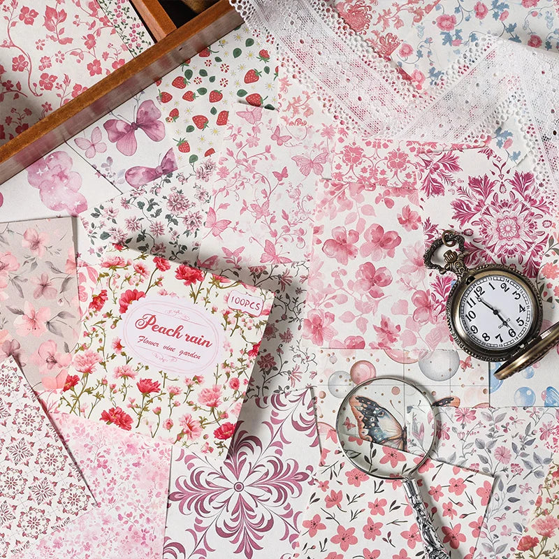 Vintage Retro Scrapbooking Paper Set - 100pcs