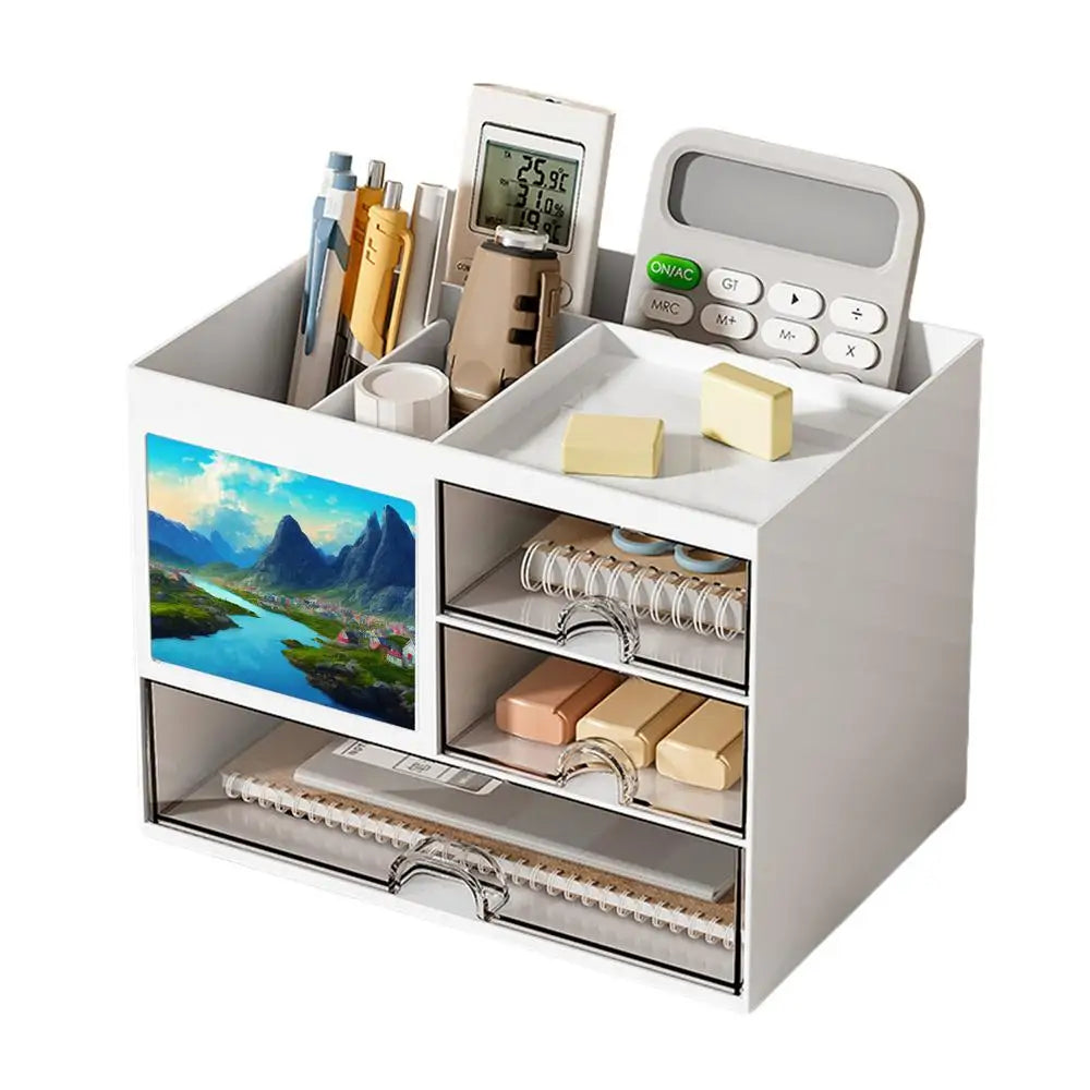 Desk Organizer with Large Capacity Storage Box