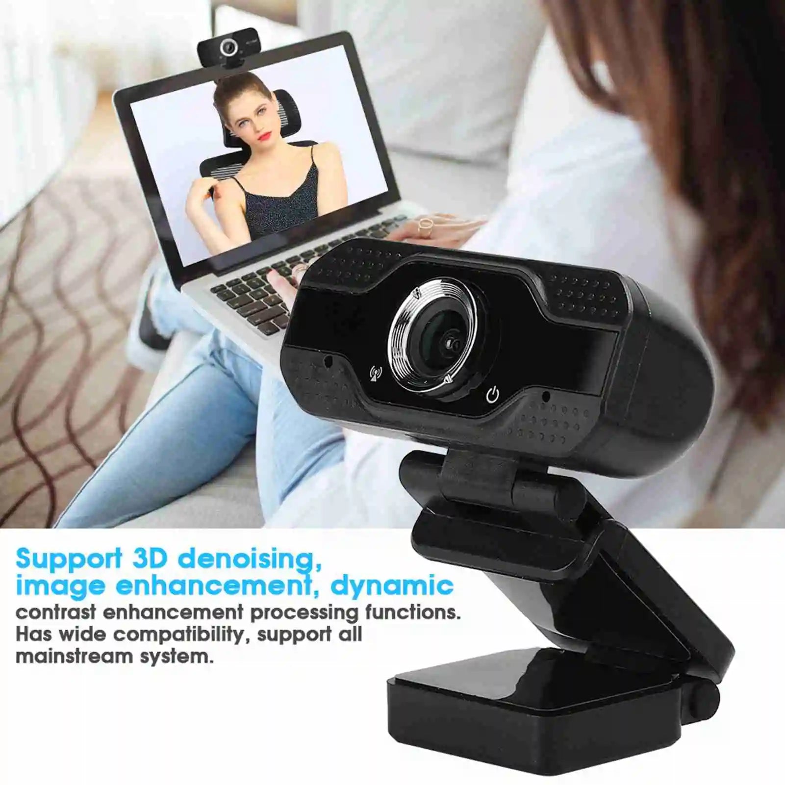 Full HD 1080P Desktop Computer Webcam with Built-in Microphone