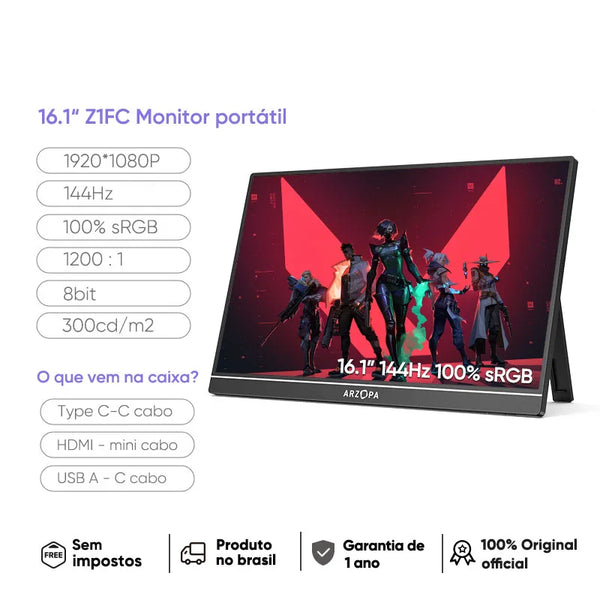 ARZOPA 16.1" 100% sRGB 144Hz Gaming Monitor