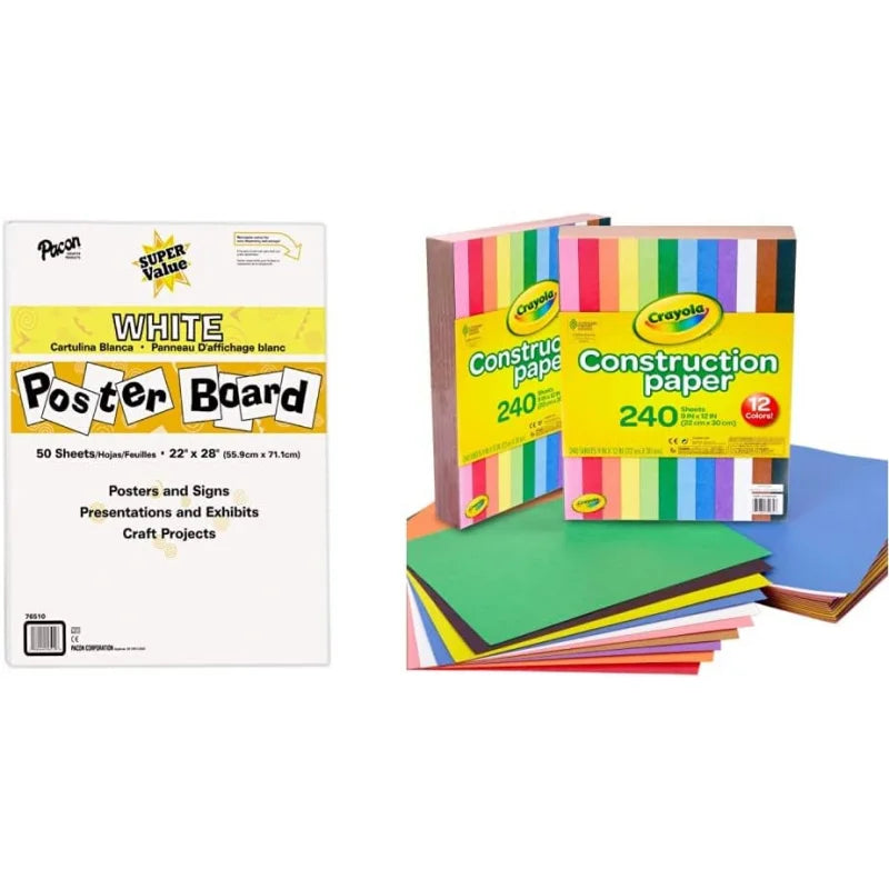 Value Poster Board & Construction Paper Bundle, 50 Sheets + 480ct