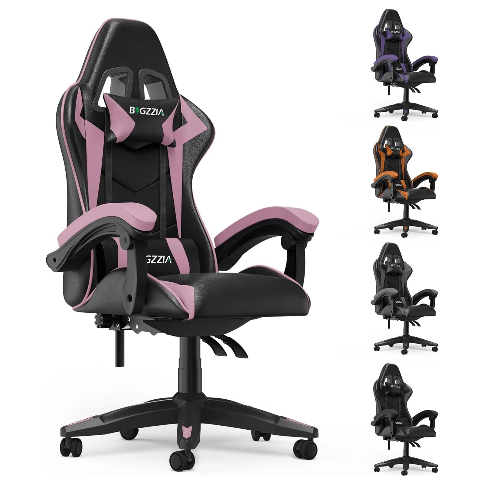 Gaming Chair Office Chair Ergonomic PU Leather Computer Desk Chair with Headrest & Lumbar Support