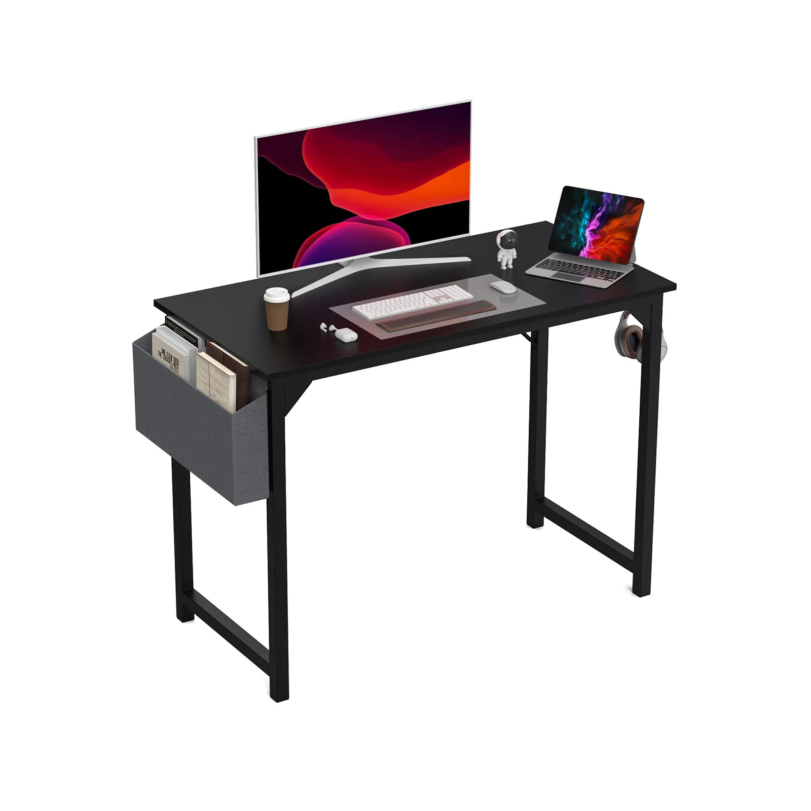 JHK Compact Gaming Desk with Side Bag & Hook