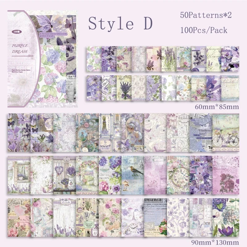 "Vintage Scrapbooking Paper Pack (100pcs)"