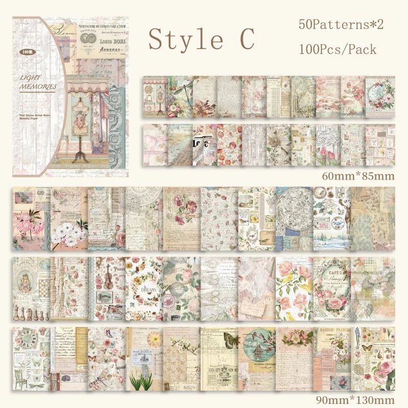 "Vintage Scrapbooking Paper Pack (100pcs)"