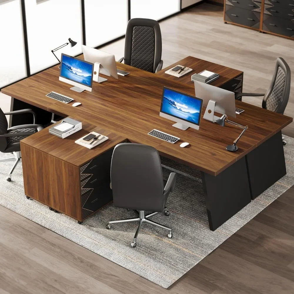 L-Shaped Executive Desk with Storage