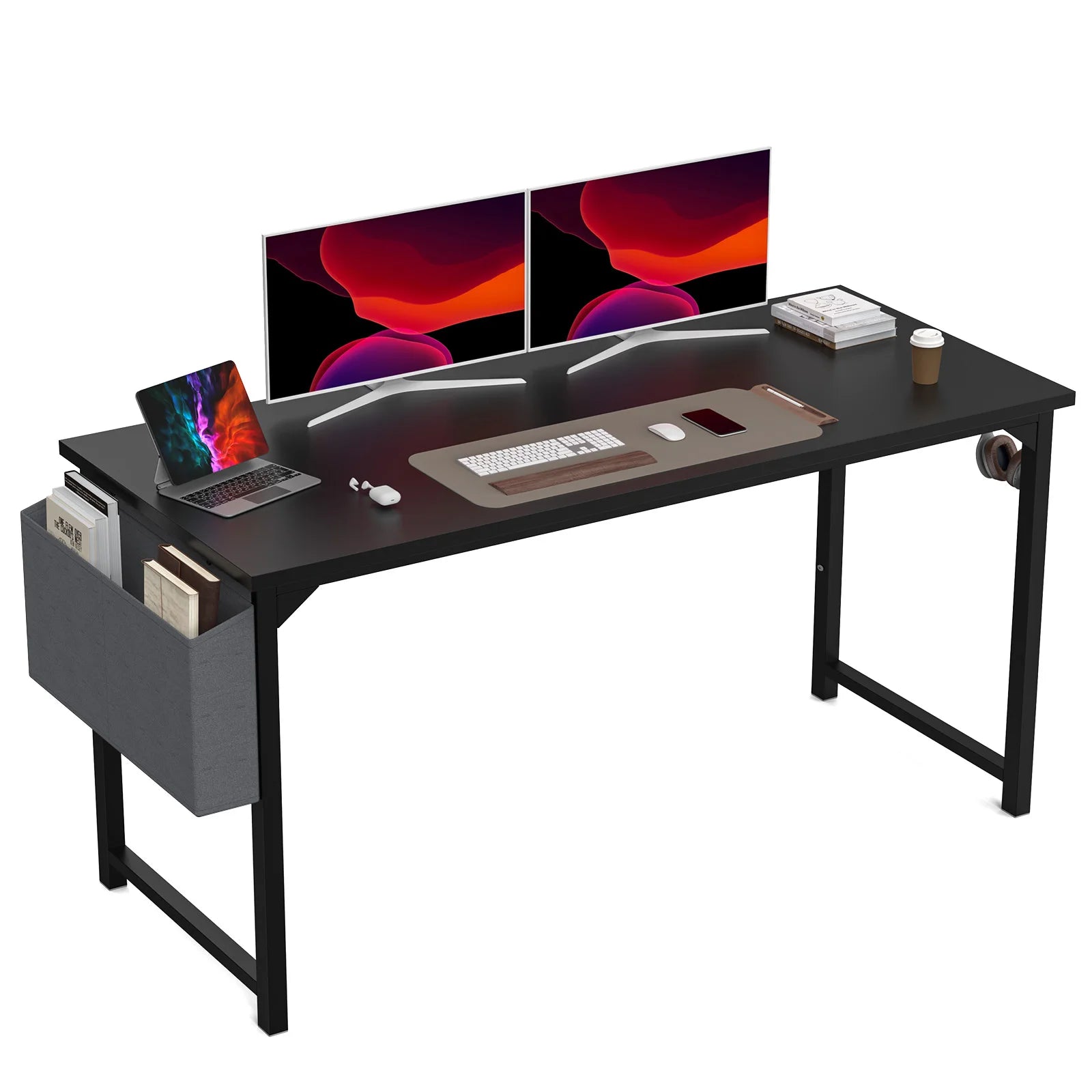 JHK Compact Gaming Desk with Side Bag & Hook