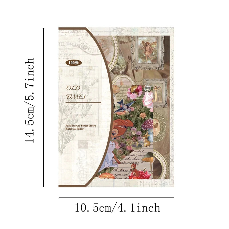 "Vintage Scrapbooking Paper Pack (100pcs)"