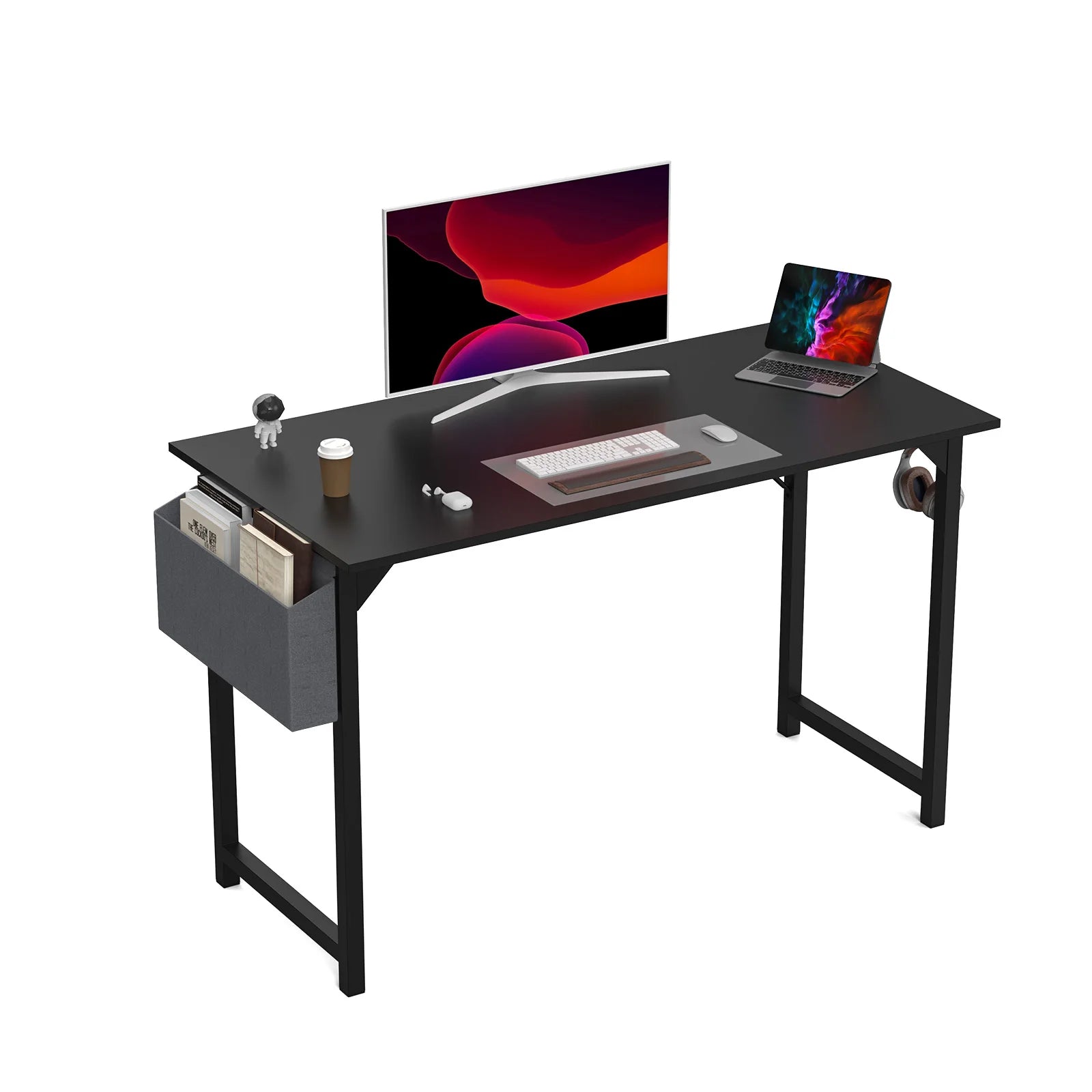 JHK Compact Gaming Desk with Side Bag & Hook