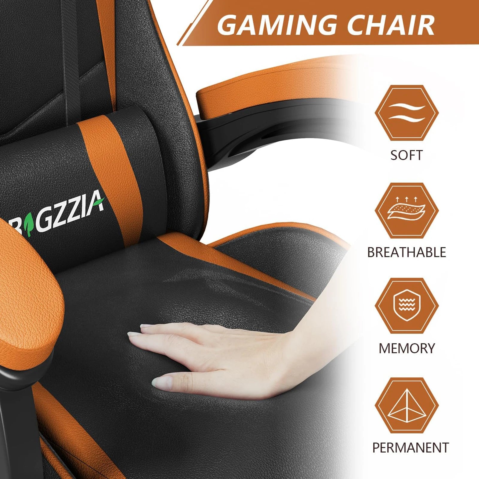 Gaming Chair Office Chair Ergonomic PU Leather Computer Desk Chair with Headrest & Lumbar Support