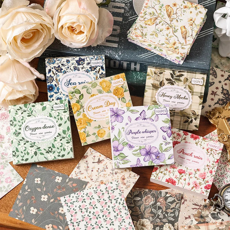 Vintage Retro Scrapbooking Paper Set - 100pcs