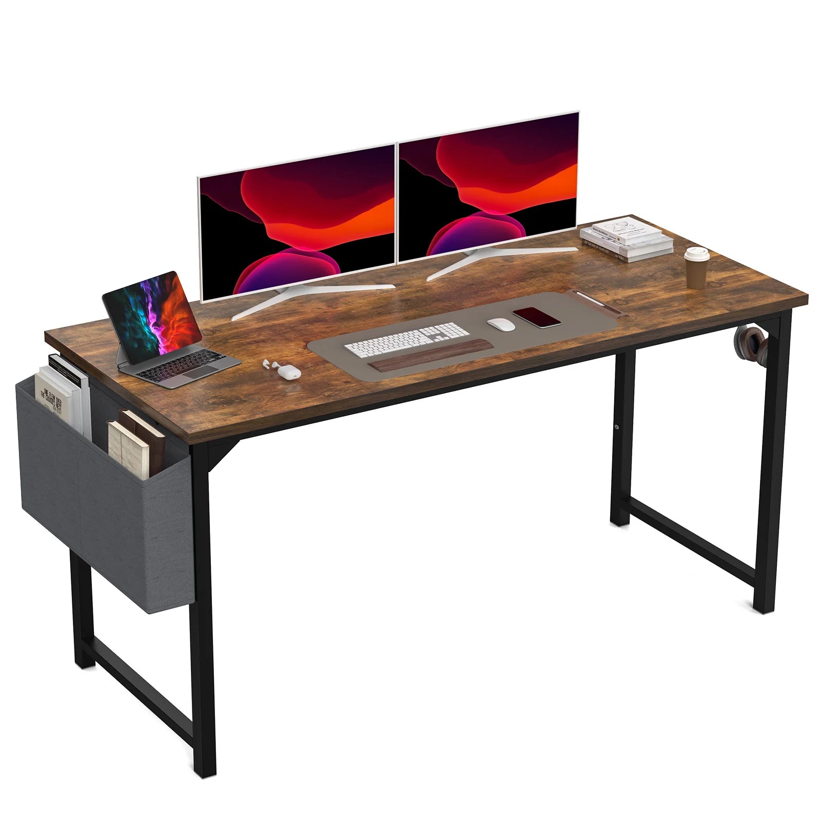 JHK Compact Gaming Desk with Side Bag & Hook