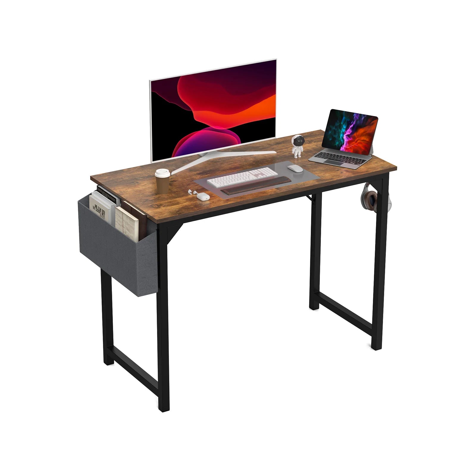 JHK Compact Gaming Desk with Side Bag & Hook