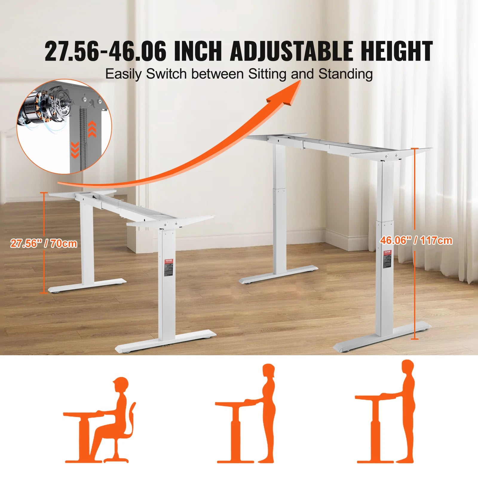 VEVOR Electric Desk Frame – Adjustable Ergonomic DIY Workstation Base