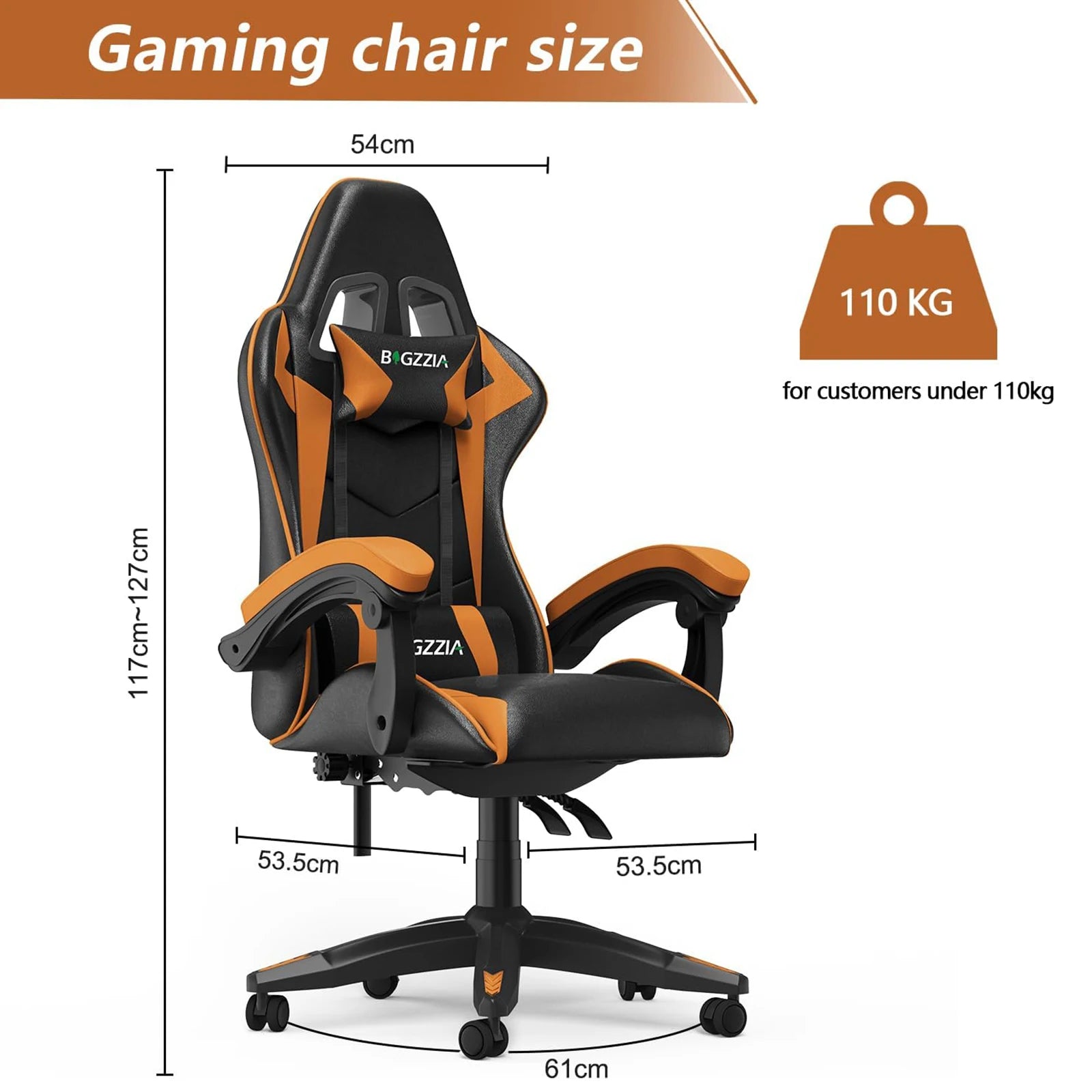 Gaming Chair Office Chair Ergonomic PU Leather Computer Desk Chair with Headrest & Lumbar Support