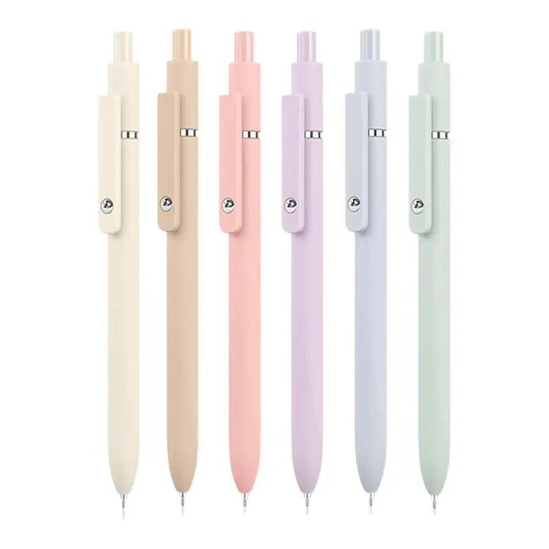 Gel Pens Set of 6 - Quick Drying, Fine Point, Retractable