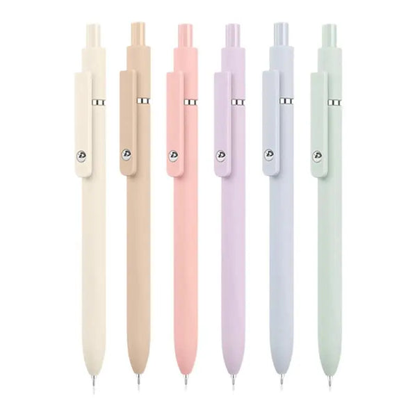 Gel Pens Set of 6 - Quick Drying, Fine Point, Retractable
