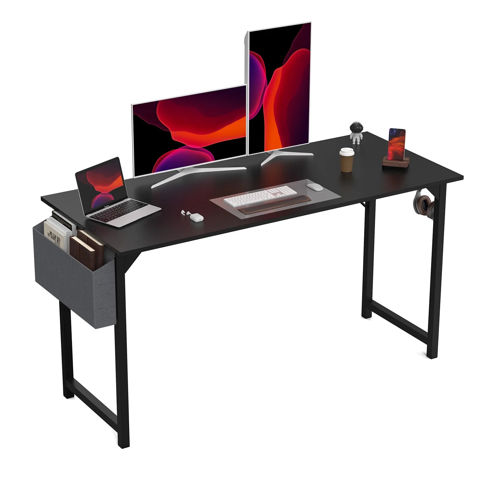 JHK Compact Gaming Desk with Side Bag & Hook