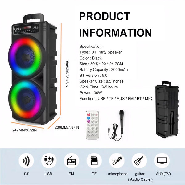 Bluetooth Wireless Speaker with Subwoofer