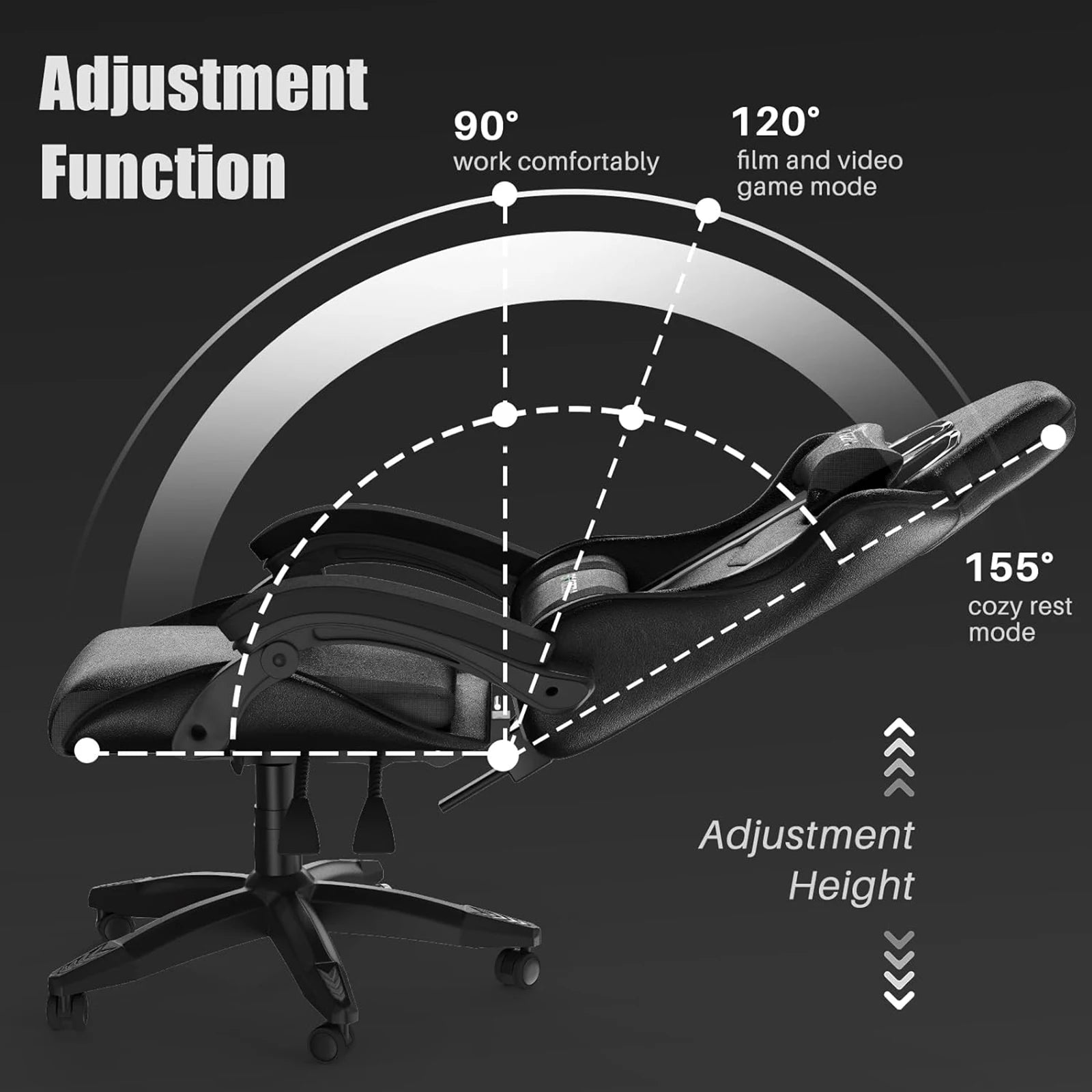 Gaming Chair Office Chair Ergonomic PU Leather Computer Desk Chair with Headrest & Lumbar Support