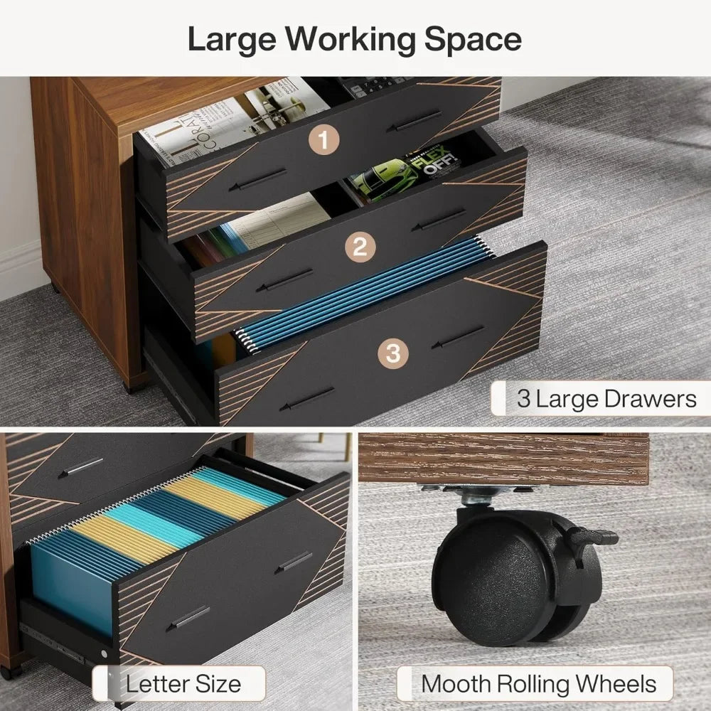 L-Shaped Executive Desk with Storage